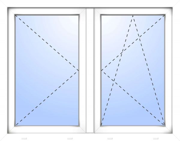 Kunststoff Fenster &quot;ERIK&quot; 74 mm 3-fach Verglasung symmetrisch Dreh-Kipp / Dreh Stulp 2-flügelig
