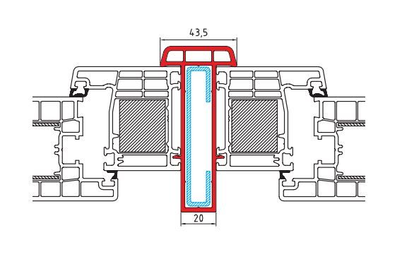 Statik-Kopplungsprofil inkl. Stahl für Türen der Stärke 60 mm
