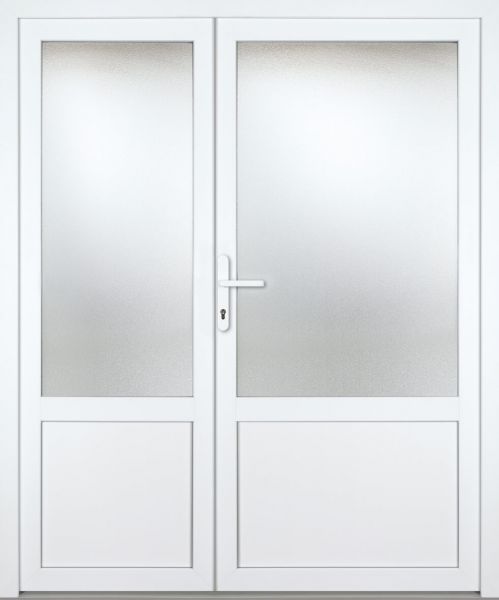 Kunststoff-Aluminium Nebeneingangstür &quot;CELINE-M&quot; 74 mm 2-flügelig Doppeltür asymmetrisch