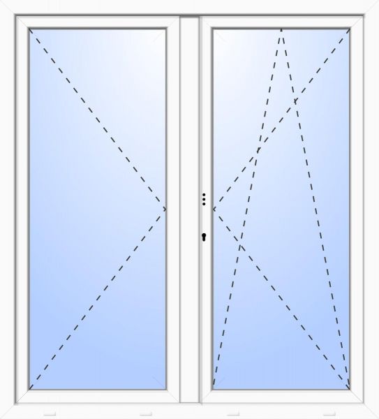Kunststoff Balkontür &quot;OSKAR&quot; 74 mm 3-fach Verglasung symmetrisch Dreh / Dreh-Kipp Stulp 2-flügelig (abschließbar)