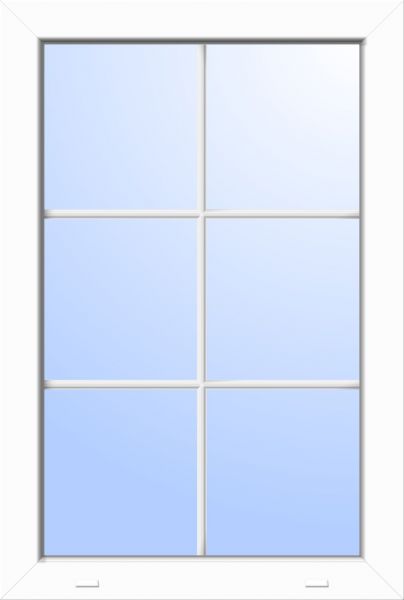 Kunststoff Fenster &quot;FRANZ&quot; 74 mm 3-fach Verglasung fest verglast 6 Sprossenfelder